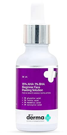 PUB Inton The Derma Co Gesichtspeeling-Lösung für Anfänger, 15 % AHA + 1 % BHA, für 10 Minuten wöchentliches Peeling, 30 ml (Dermaco)