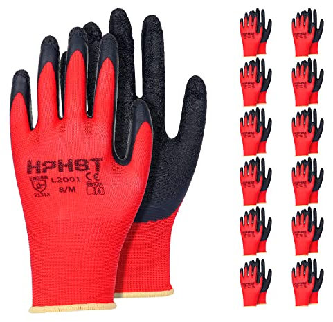 HPHST Guanti da lavoro con rivestimento in lattice, guanti da lavoro per uomo e donna antiscivolo (XXL)