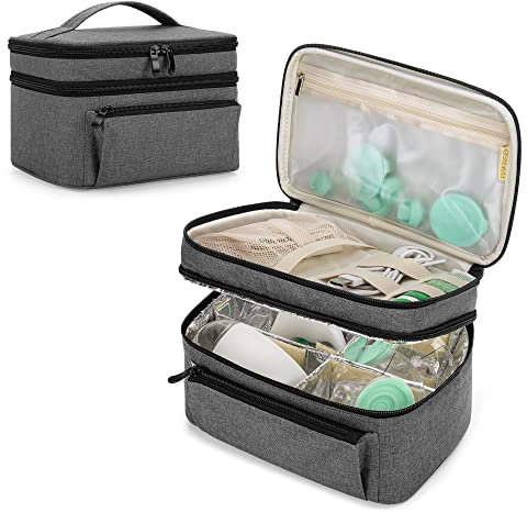 BAFASO Breast Pump Bag (Compatible with Pump in Style) with a Waterproof Pump Parts Pad, Carrying Case Compatible with Pump in Style and Extra Parts (Patent Pending), Grey