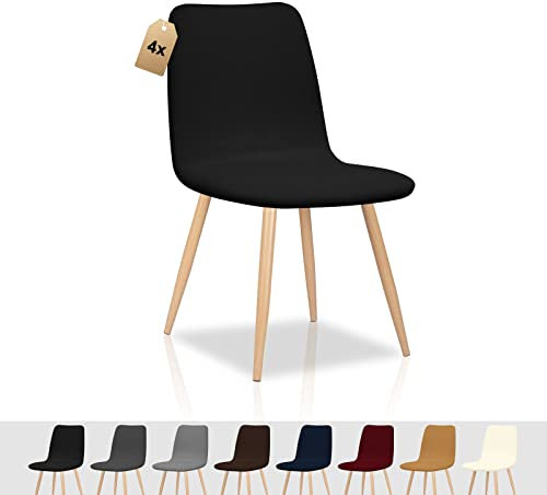 FIGOOO Stuhlhussen 4er Set Strech Stuhlhussen Skandinavisch Universal Abnehmbar Waschbar Schonbezüge Stuhlbezug für Küchenstühle Hotel Bankett(Schwarz,4pcs)