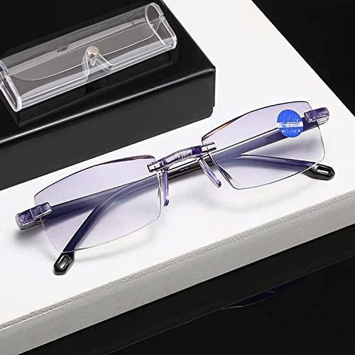 OVNMFH Saphir-Anti-Blau-Progressive Fern- und Nah-Lesebrille mit hoher Härte und doppeltem Verwendungszweck, ultraleichte Lesebrille für Frauen und Männer (Black,'+2.5)