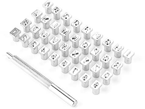 Al Letter Punch,Lettres A Frapper Cuir,Juego De Sellos De Letras Y Números,Sellos De Letras Para Arcilla 36 Piezas Número De Letras De Acero Estampador De Cuero Herramienta De (6 mm)