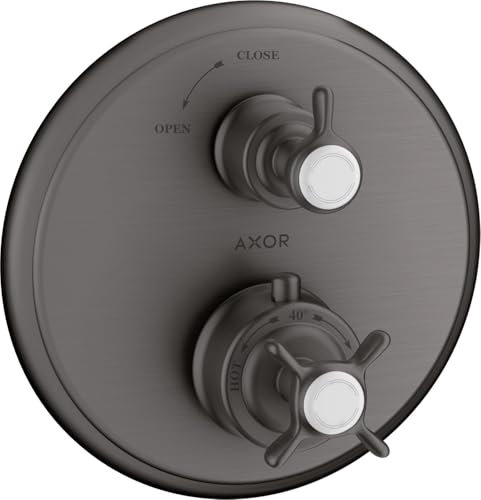 hansgrohe AXOR Montreux Thermostat Unterputz mit Absperrventil,1 Verbraucher, 16800340, Farbe: Brushed Black Chrome