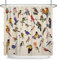 Ttincceer 152x183cm Aquarell Vogel Duschvorhang Retro Chinesischer Vogel Tier Druck Badezimmer Vorhang Bunte Vögel auf Zweig Duschvorhänge Wasserdicht Badewanne Vorhang