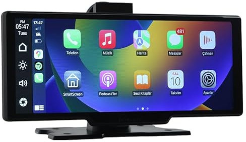 Portable Car Stereo, OTTOCAST Wireless Apple CarPlay and Android Auto Dual Bluetooth Car Radio, 10 HD Touchable CarPlay Screen, GPS Navigator with HD Dash Cam Front and Rear 128G TF Card for all cars