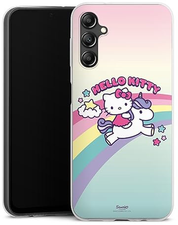 DeinDesign Slim Case extra dünn kompatibel mit Samsung Galaxy A14 5G Silikon Handyhülle transparent Hülle Hello Kitty Unicorn Bonbon