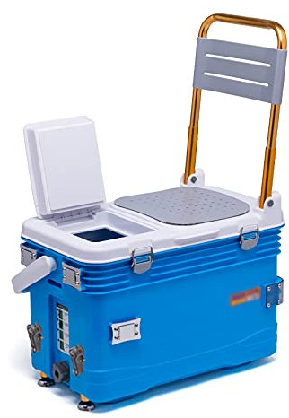 Samnuerly Werkzeugkasten, Tackle-Box, Angelbox, 2 Hubbeine, Wildfischen, Lebendköder, Fischaufbewahrung, 23 Liter Angelgerät