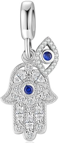 Charms Main de Fatima Argent 925 pour Pandora, Charms Fatima Main, Bracelets Charms Femmes Compatible pour Pandora & Européen Bracelets