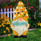 TickTime Gnomes Garden Stakes Decorative with Solar LED Light - Metal Gnome Gifts Gnomes Decorations for Yard Art, Outdoor Decor, Home, Outside, Patio, Lawn (Yellow)
