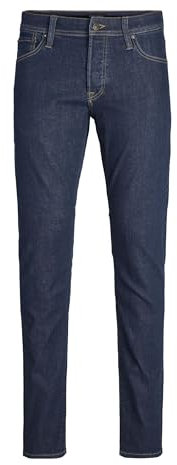 JACK & JONES Mens Slim Fit Jeans with Low Rise Button Fly Denim Pants for Men UK, Blue Denim Colour, Size: 34W / 32L