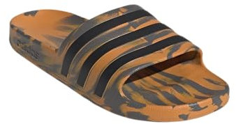 adidas Unisex Adult Adilette Aqua Slide Sandal, Charcoal/Core Black/Focus Orange, 14 Women/13 Men