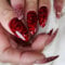 LYMCY Press on Nails, Red Flower Fake Nails, Artificial Nails for Women and Girls -24 pcs