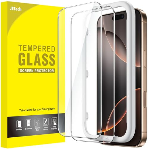 JETech Schutzfolie für iPhone 16 Pro Max 6,9 Zoll, Gehärtete Glas Displayschutz mit Einfachem Installationswerkzeug, Hat Keinen Einfluss auf die Hülle, HD Klar, 2 Stück