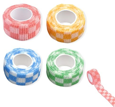 4 rouleaux Bandage cheville, Bande strapping adhésif sport, Bande adhesive elastique, Pansement orteil, Pansement doigt, Pour maintien articulations et fixation bandages(4 couleurs)