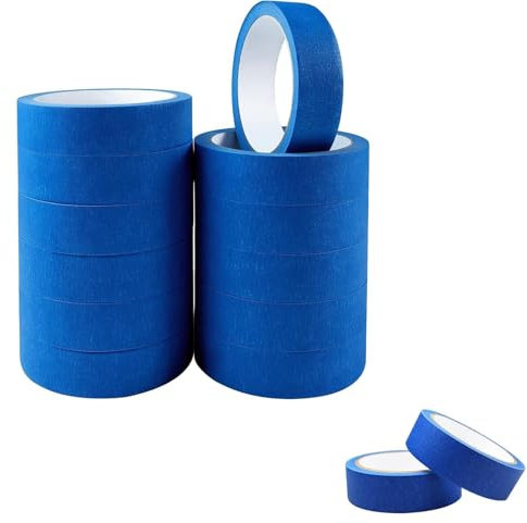 Multi-Surface Premium Masking Tape, Pack of 12, 25mm x 20m, Scotch Adhesive Blue Painters Tape, For Painting and Decorating, Indoor and Outdoor, Sticks Well