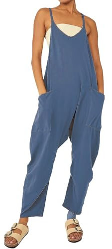 Salopette Donna Estiva Casual Pantaloni Baggy Oversize Allentata Jumpsuit Premaman Larga Overall Taglie Forti Spalline Sottili Tinta Unita Con Grandi Tasche Senza Maniche Comoda 2025 Primavera Moda