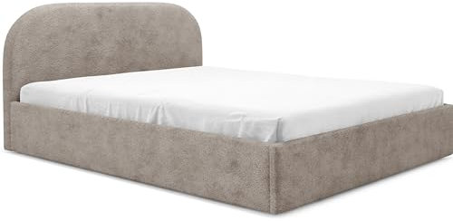 Moon Polsterbett mit Lattenrost aus Holz Doppelbett mit Lattenrost Moon Kopfteil 90x200 120x200 140x200 160x200 180x200 200x200 (Quelle 05 - beige, 200x200)