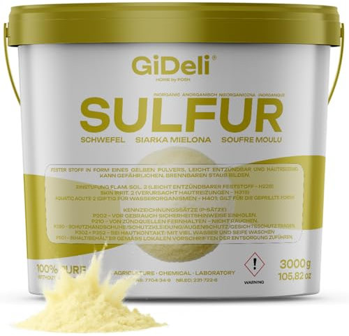 GiDeli Zolfo in polvere 3 kg inorganico 99,9% fine per l'industria cosmetica per la cura del suolo, piante zolfo nel secchio