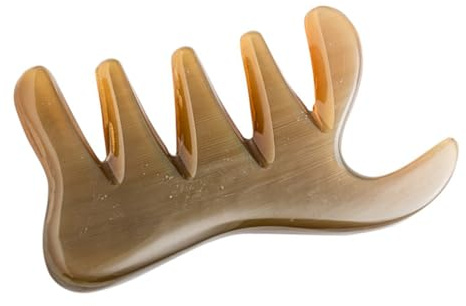 PAMINGONO Ox Horn Guasha Comb mit Zähnen Ergonomischer Massagekamm für Kopfhaut und Körper Langlebig Vielseitig Einsetzbar für Gesicht Nacken Rücken und Beine Natürliche Büffelhornqualität