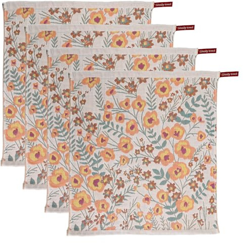 BRTNUP Doppelseitige Geschirrtücher, 100% Baumwolle Geschirrtücher, 4er Set Saugstarke Küchentücher, Saugstarke Küchentücher für Bar, Geschenk Küchentüche 37 X 40 cm, Boho Küchentüche (Schleierkraut)