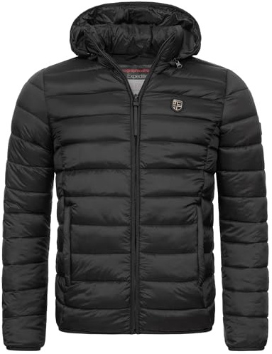Geographical Norway Herren Winter Jacke warm gefüttert Parka Steppjacke Outdoor gesteppt, Farbe:Schwarz, Größe:M
