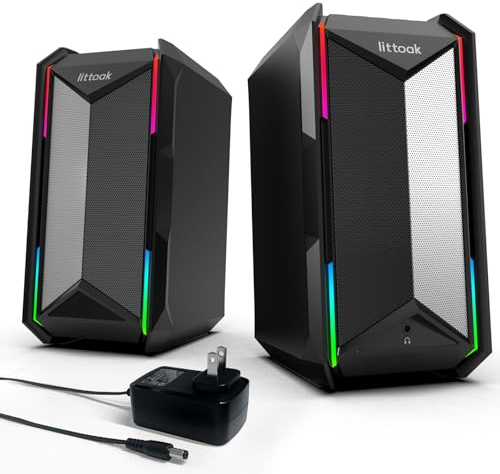 BESTISAN Computer Speakers with Bluetooth and AUX for PC, Laptop,Gaming Music Streaming, 10 RGB Modes, Headphone Port, Type-c Port, 30W, 3 EQ