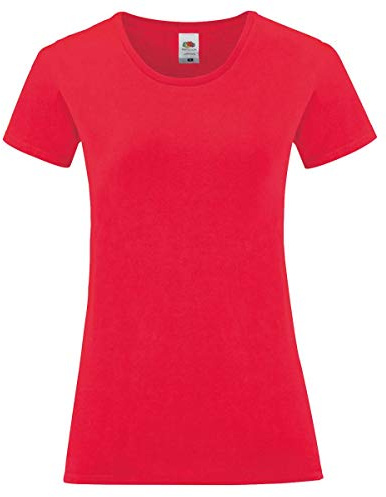 Fruit of the Loom Ladies Iconic T-Shirt Größe S - XXL, Farbe:rot, Größe:L
