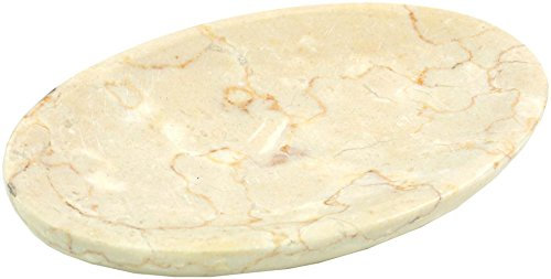 Guru-Shop Porte-savon en Marbre, Plat zen Pour le Lavabo - Crème, Blanc, 1,5x16x10 cm, Porte-savon