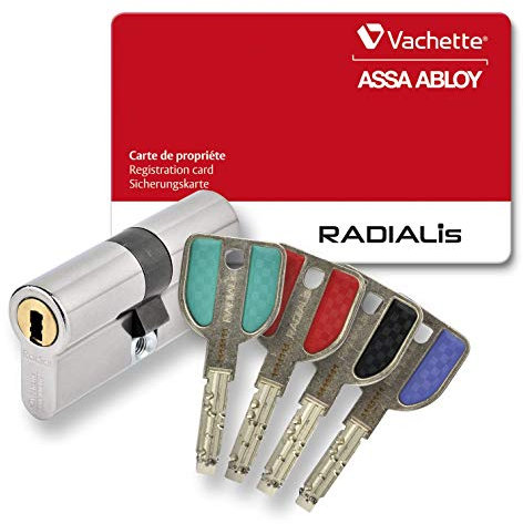 Vachette Radialis – Cylindre de Serrure Débrayable 32,5x42,5 mm pour Porte Extérieure/Entrée | Très Haute Sécurité, 4 Clés Incopiables, Carte de Propriété, Inox