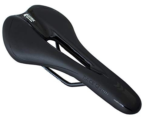 GORIX Siège de Selle de Vélo Modèle de Course Coussin Confortable avec Rail Vélo de Route de Montagne pour Hommes et Femmes (3621A) (Tout Noir)