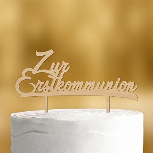Cake Topper Zur Erstkommunion [Schriftzug] - Holz 4mm - Tortendeko Kommunion deko Mädchen deko Kommunion Junge Partydeko Junge Tortenaufleger Erstkommunion