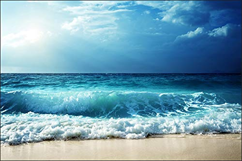 Muralo Fototapete Vlies Strand, Meer, Wellen, Himmel, XXL - 120x180 cm | Fantasievolle Tapete, hochauflösender Druck - ideal für Wohnzimmer und Schlafzimmer, Urlaubsfeeling für jeden Tag