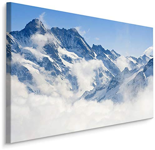 Muralo Wandbilder Gebirge 70 x 50cm Bild auf Leinwand Wandbild Zimmer Deko Schweiz Alpen Leinwandbilder Schlafzimmer Wohnzimmer Wanddekoration Design Wand Bild Natur Landschaft Blick