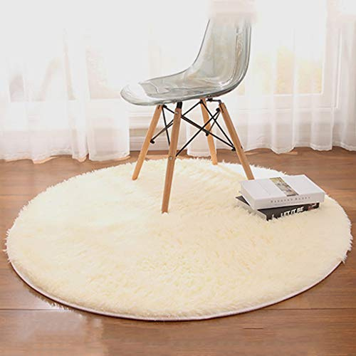 Teppiche für Kinderzimmer, Balkon Teppich Schurwolle Teppiche, Teppiche für Flur, für Wohnzimmer Schlafzimmer. -Cream Color-160CM Long Hair