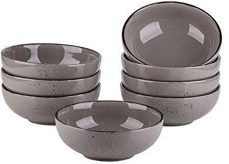 vancasso Schalen Set, Müslischalen aus Steingut, Navia 8 teilig Müslischüssel, Müsli Schale, Dessertschale, Snackschale, Eisschale, Schüssel, Vintage Aussehen