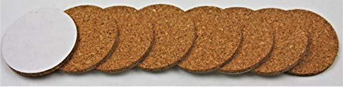 HKB ® 8 Stück Kork-Gleiter, rund ø = 40mm aus Naturkork, 2mm stark, hellbraun selbstklebend, Polster für Glasplatten, Steinplatten etc., Hersteller Hettich, Artikel-Nr. 89794 + 62751