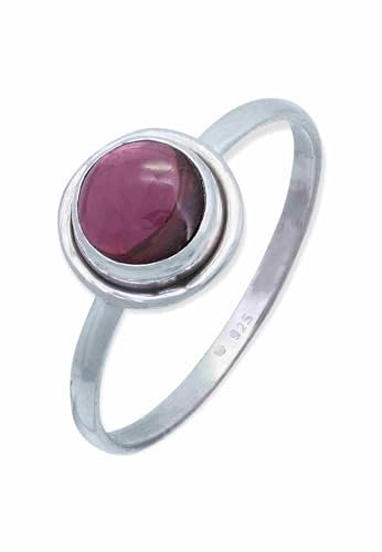 mantraroma Silber Ring Damen 925 Granat Edelstein rot schlicht modern