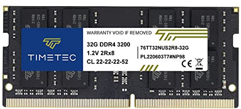 Timetec 32GB DDR4 3200MHz PC4-25600 Non-ECC Unbuffered 1.2V CL22 2Rx8 Dual Rank 260 Pin SODIMM Compatible con AMD e Intel Gaming Laptop Notebook PC Computer Memory RAM Module Upgrade (32GB)