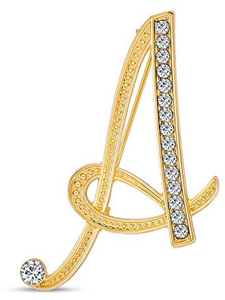 Grande Épingle À Revers Pour Monogramme Abc En Cristal Pavé Avec Lettres Cursives Alphabet Initial A Broche Pour Femme Plaqué Or Jaune