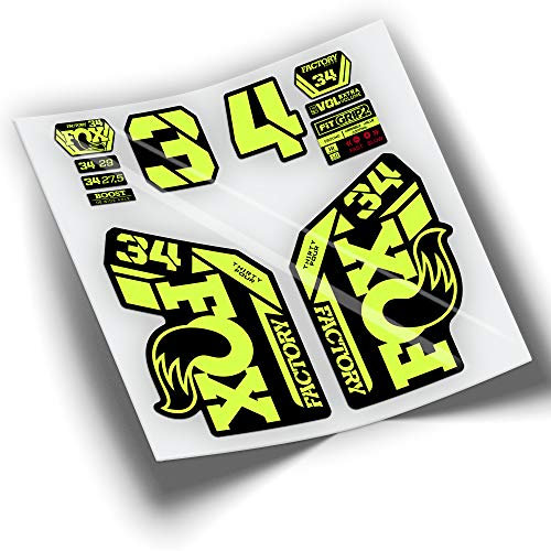 Autocollants fourche Fox 34 Factory 2021 Couleurs WP411 Jaune fluo