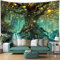 Ruibo Fantasie-Tapisserie mit magischem Wald, Motiv: Baum des Lebens, Elfen, Wandbehang, Grün (RB-FMF-1) (B x H x H): 200,7 x 149,9 cm