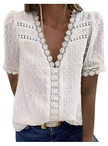 YJUU Blusenshirt Damen Weiß Tunika Stickerei Bluse Schwarz Weiß Gestreift Teenager Oberteile Sommer Hemdbluse Beige Tops Kinder Blusen Mit Gummizug Am Saum Tunika Kleid Leinen Blusenraffer