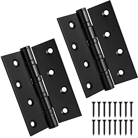 2 Pack Matte Black Door Hinges 4 Inch x 3 Inch, Heavy Duty Thicken Stainless Steel Interior Square Door Hinges, Bifold Residential Standard Bedroom Door Hinge.