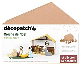 Decopatch Décopatch NO053C - Weihnachtskrippe mit Figuren aus Pappmaché, für Weihnachtsdeko, einfach zum Verzieren, Kartonbraun, 1 Stück