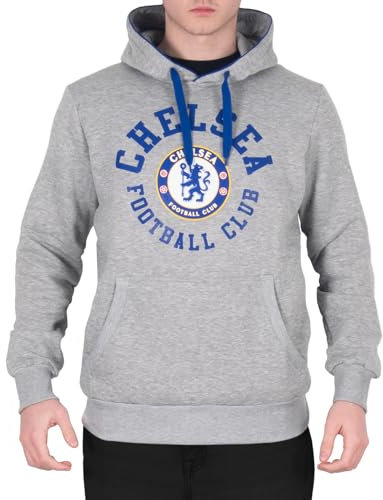 Chelsea FC - Herren Fleece-Hoody mit Grafik-Print - Offizielles Merchandise - Geschenk für Fußballfans - Blau - Grau - XL