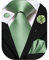 Hi-Tie Cravate classique en soie tissée pour homme avec boutons de manchette carrés Rouge/rose/doré/bleu, vert sauge, M