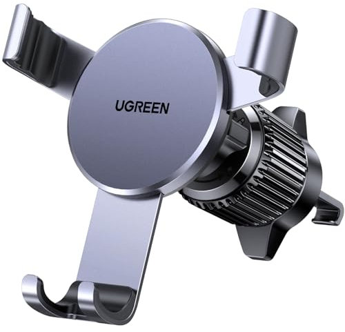 UGREEN Support Téléphone Voiture Gravité Grille Aération Porte Portable Automobile Ventilation Accroche Smartphone Auto Compatible avec iPhone 16 Plus Pro Max 15 14 13 Galaxy S24 Ultra S23 (Gris)
