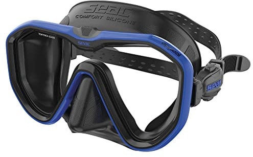 Seac Unisex-Adult Appeal Italien hergestellte Einglas-Tauchmaske mit Einer 3D-Schnalle direkt am Maskenkörper, schwarz/blau, Narrow