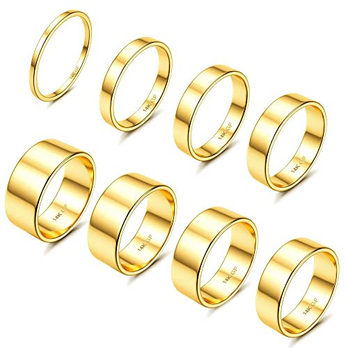 Morfetto 8 Pz 14 K Gold Filled anelli in acciaio inox impilabile anelli per le donne ragazze Fasce dichiarazione pianura anello di barretta sottile anello in oro Set 9 piatto