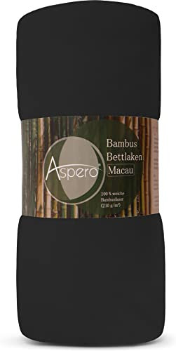 Bambus Spannbettlaken 4 Jahreszeiten| weiches Spannbetttuch 210 g/m² Oeko-Tex aus aktmungsaktivem Material Temperaturregulierend Farbe Schwarz Größe 140-160 cm x 200 cm x 30 cm